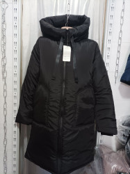 Куртки зимние БАТАЛ женские на меху (черный) оптом 74682935 03-32