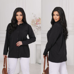 Рубашки женские БАТАЛ (черный) оптом 93471526 2057-33