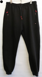 Спортивные штаны мужские БАТАЛ на байке (черный) оптом 35109427 5847-2