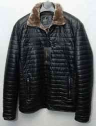 Куртки зимние кожзам мужские FUDIAO БАТАЛ на меху (black) оптом 18624037 D850-57