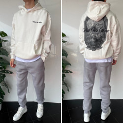 Худі чоловічі на флісі оптом THREE BLACK 