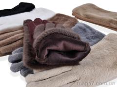 Перчатки, Королева оптом B35-71 (норка-замша) mix