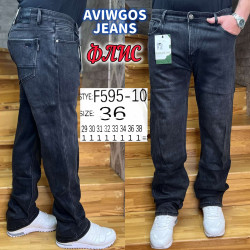 Джинсы мужские AVIWGOS на флисе оптом 74698120 595-10