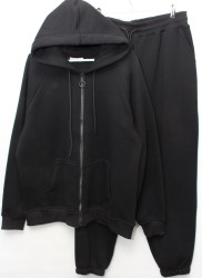 Спортивные костюмы женские БАТАЛ на флисе (black) оптом Sharm 13260985 01-6