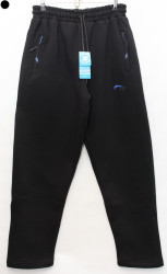 Спортивные штаны мужские БАТАЛ на флисе (black) оптом 57134208 7005-47