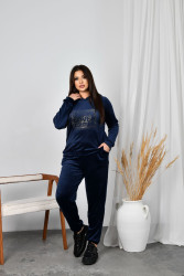 Спортивные костюмы женские БАТАЛ на меху (темно-синий) оптом Турция 83960572 503-3