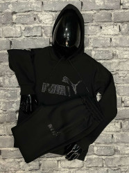 Спортивные костюмы мужские на флисе (черный) оптом 13786042 01-4