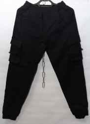 Спортивные штаны мужские на флисе (black) оптом 59873164 91001-9