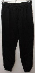 Спортивные штаны женские БАТАЛ на флисе (black) оптом 59163278 02-56