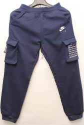Спортивные штаны мужские на флисе (темно синий) оптом 89451302 91002-19