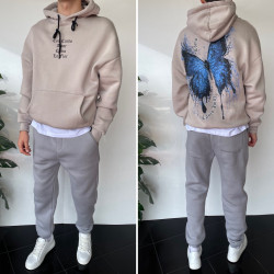 Худі чоловічі на флісі оптом THREE BLACK