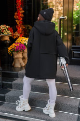 Сукні жіночі на флісі БАТАЛ (чорний) оптом