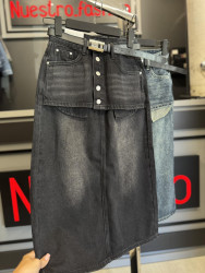 Юбки джинсовые (серые) женские оптом 91580734 66-1