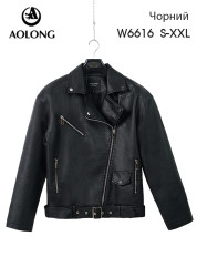 Куртки кожзам женские AOLONG (черный) оптом 72596310 6616-8