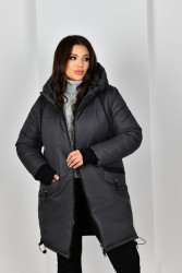 Куртки зимние женские БАТАЛ (серый) оптом 51304682 2304-8