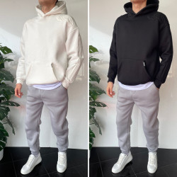 Худи мужские на флисе (молочный) оптом 45879061 001-45