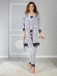 Ночные пижамы женские (3-ка) БАТАЛ оптом 41978306 03-8