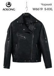 Куртки кожзам женские AOLONG (черный) оптом 98647105 6619-5