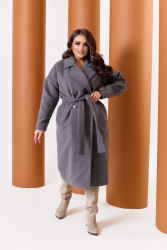 Пальто женские БАТАЛ (серый) оптом 46920517 249-3