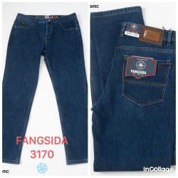 Джинсы мужские FANGSIDA на флисе оптом 48273560 3170-6
