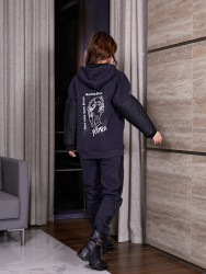 Спортивні костюми жіночі на флісі (темно-синій) оптом