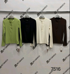 Лонгсливы женские (шоколад) оптом 07934156 7516-41