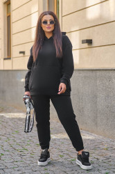 Спортивные костюмы женские на флисе БАТАЛ (черный) оптом 13706842 404-14