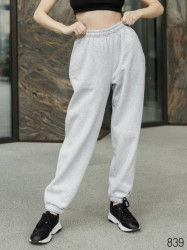 Спортивные штаны женские на флисе (серый) оптом 81290746 839-19