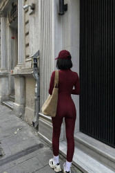 Комбінезони жіночі (бордовий) оптом -- 