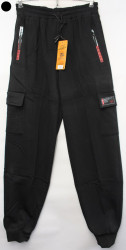 Спортивные штаны мужские на флисе (black) оптом 91704683 A17-13