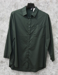 Рубашки женские BASE БАТАЛ (темно-зеленый) оптом 91506328 C8007-29