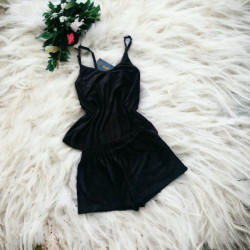Ночные пижамы женские БАТАЛ (черный) оптом 02815946 507-2