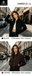 Куртки кожзам женские (черный) оптом 28305479 8909-8