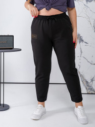 Спортивные штаны женские БАТАЛ (черный) оптом 72653184 402-1