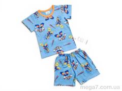 Костюм, Kids-modnik оптом 261920 комплект футболка-шорти синьо-помаранчевий