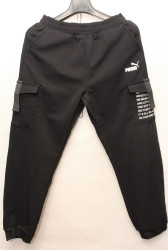 Спортивные штаны мужские на флисе (черный) оптом 73140259 91004-12