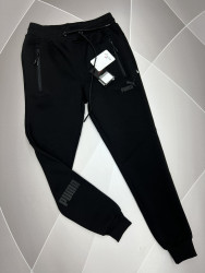 Спортивные штаны мужские на флисе (чорний) оптом 76092185 01-1