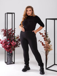 Спортивні штани жіночі з начосом БАТАЛ (чорний) оптом Dembitska