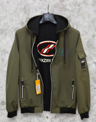 Куртки двусторонние мужские KZXN (зеленый) оптом 81260359 BL-01-2-53