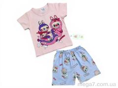 Костюм, Kids-modnik оптом 2619 комплект футболка-шорти персиковий