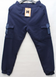 Спортивные штаны мужские на флисе (dark blue) оптом 68901243 N91003-11
