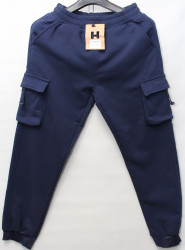 Спортивные штаны мужские на флисе (dark blue) оптом 90524173 N91001-4