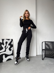 Спортивные штаны женские на флисе (черный) оптом Nicole Soboleva 98056312 1670-9