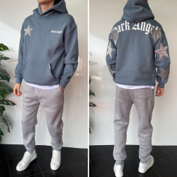 Худі чоловічі на флісі оптом THREE BLACK 