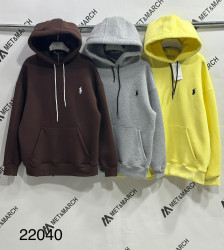 Худи женские на флисе (серый) оптом 75683102 22040-114