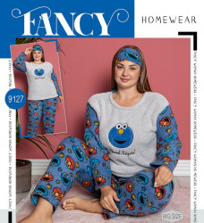 Ночные пижами женские на флисе FANCY HOMEWEAR БАТАЛ оптом 59231067 9127-20