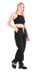Спортивные штаны женские БАТАЛ на меху (черный) оптом Китай 81069754 6004-4