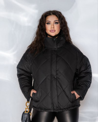 Куртки демисезонные женские БАТАЛ (черный) оптом 12785094 129-4