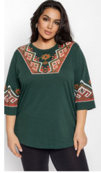 Блузки женские БАТАЛ (темно-зеленый) оптом Турция 92371048 01-6