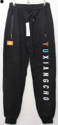 Спортивные штаны мужские на флисе (черный) оптом 71086932 L6663-8